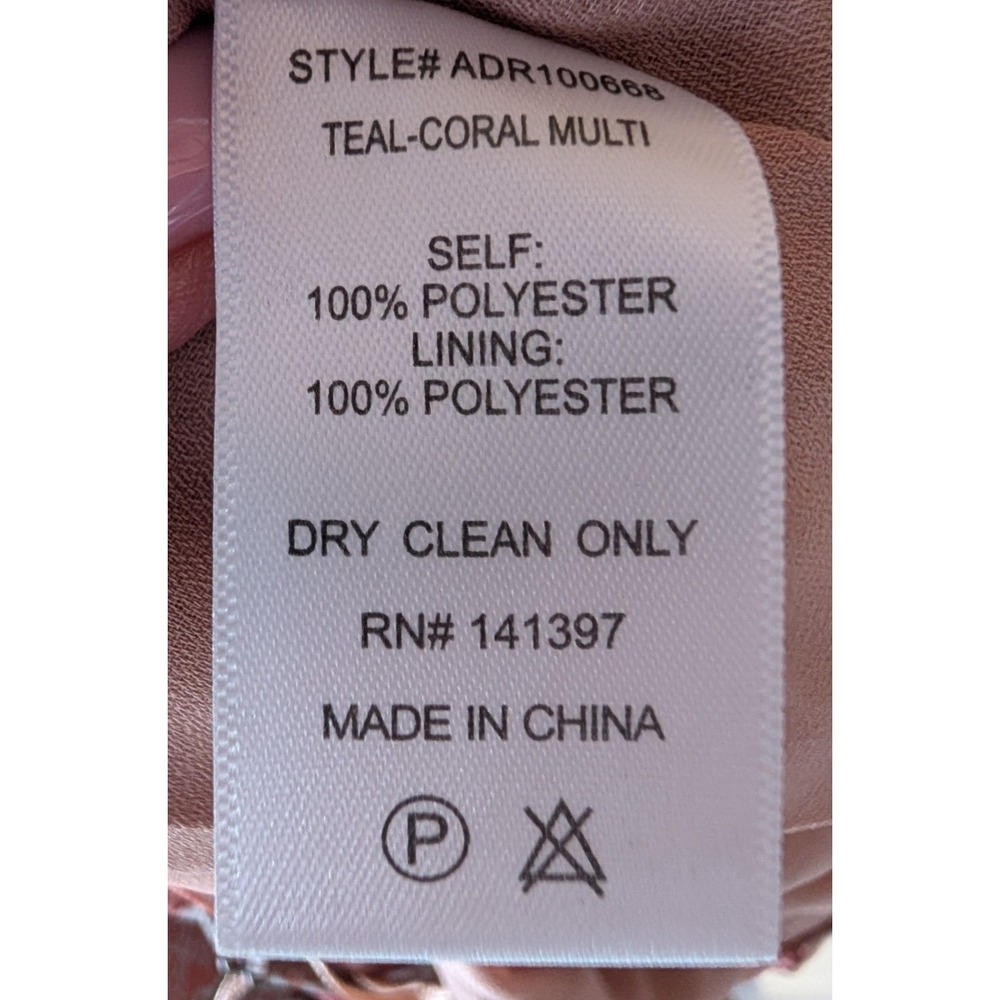 Floret Studios Ruffle Chiffon Midi Dress Teal Coral Floral Small Coquette Fairy‎ - Picture 16 of 16
